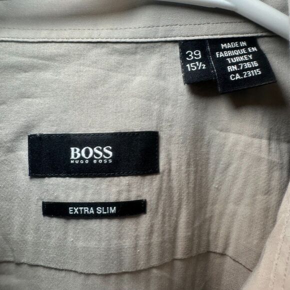 Boss Hugo Boss Dress Shirt Men 15.5 - 39 Gray/Purple Extra Slim Fit Button Down - Picture 5 of 6